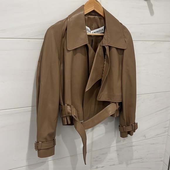 Nour Hammour | NWT SOLD OUT Hatti Leather Jacket in Sand - Size FR 34/US 2 - Picture 5 of 14